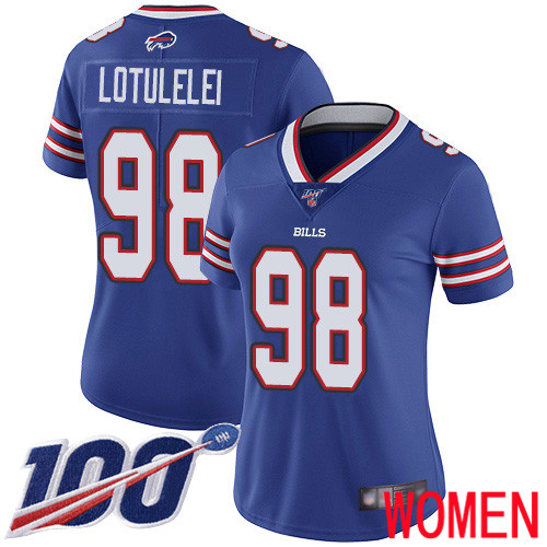 Women Buffalo Bills #98 Star Lotulelei Royal Blue Team Color Vapor Untouchable Limited Player 100th Season NFL Jersey
